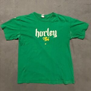 VTG Y2K Hurley International T-Shirt Mens Large Green Graphic Short Sleeve‎